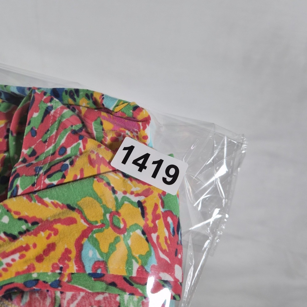 Lilly Pulitzer Women's XS Floral Long Sleeve Top Pink Blue Tropical V Neck - Picture 9 of 9